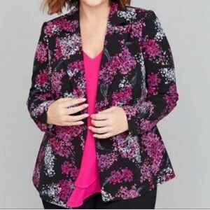 Womens Lane Bryant Crepe Floral Blazer Sz 16 The Bryant Blazer Soft Fluid Drape